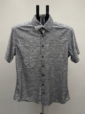 Stone Rose Men’s Gray Space Dye Short Sleeve Button Up Shirt Size 3